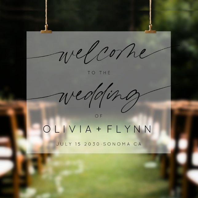 Elegant Minimalist Wedding Welcome Frosted White  Acrylic Sign (Creator Uploaded)