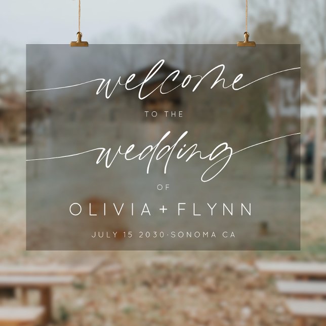 Elegant Minimalist Wedding Welcome Frosted White  Acrylic Sign (Creator Uploaded)