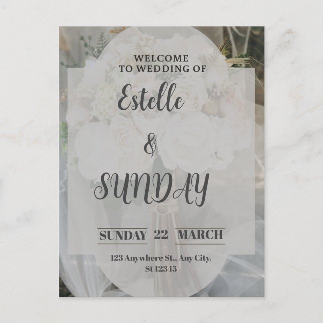 Elegant Minimalist Wedding Welcome Sign Holiday Postcard (Front)