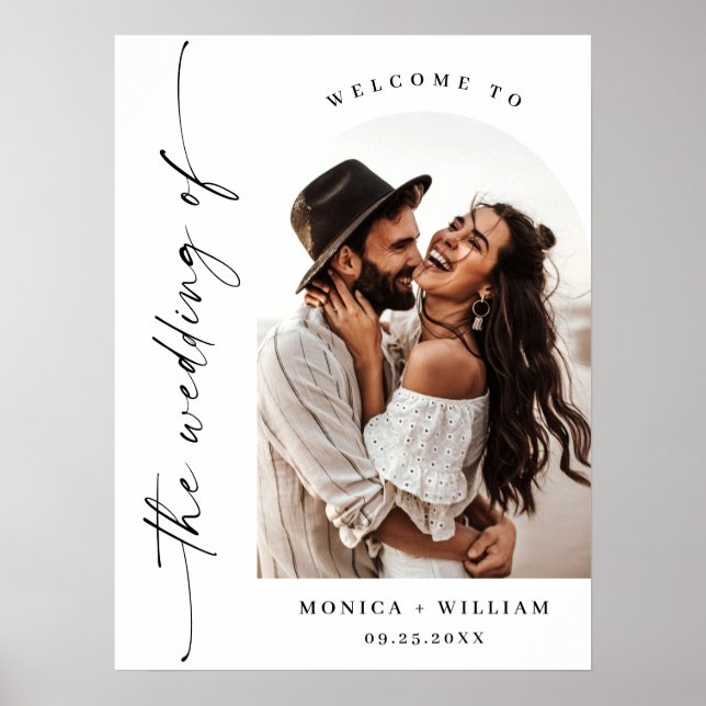 Elegant Minimalist Welcome Photo Wedding Poster (Front)