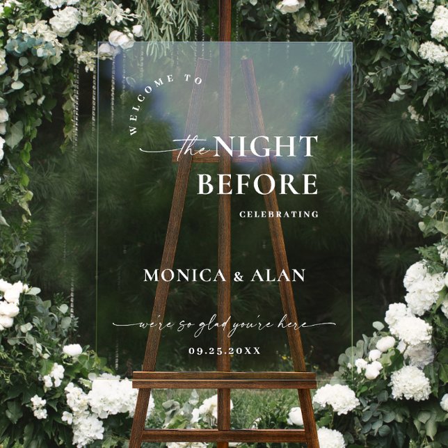 Elegant Minimalist WELCOME Rehearsal Dinner Acrylic Sign (Creator Uploaded)