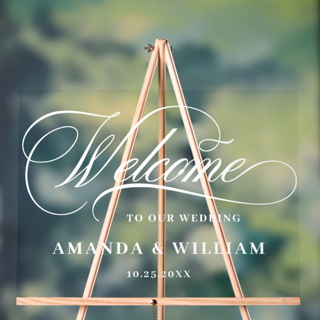 Elegant Minimalist WELCOME Wedding Acrylic Sign (Neutral)