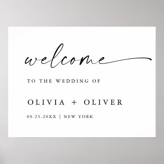 Elegant Minimalist Welcome Wedding Calligraphy Poster (Front)