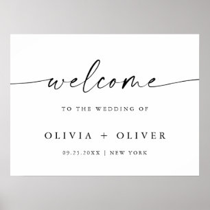 Elegant Minimalist Welcome Wedding Calligraphy Poster
