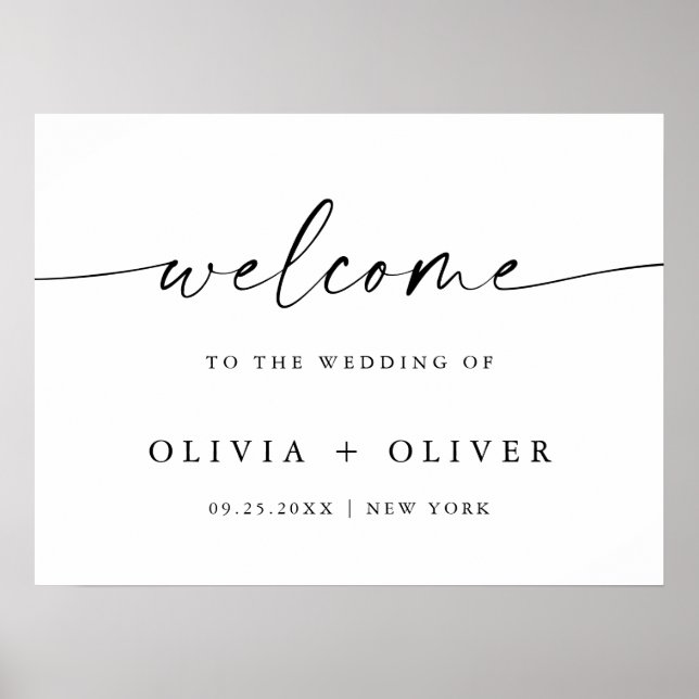 Elegant Minimalist Welcome Wedding Calligraphy Poster (Front)