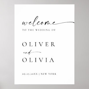 Elegant Minimalist Welcome Wedding Calligraphy Poster