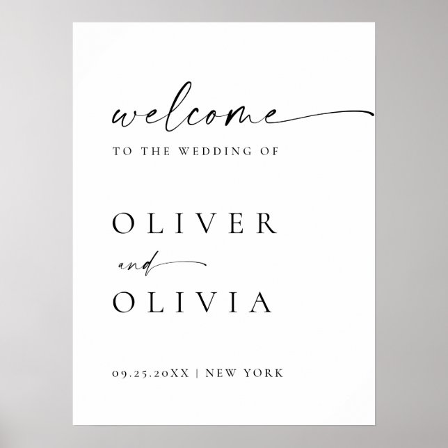 Elegant Minimalist Welcome Wedding Calligraphy Poster (Front)