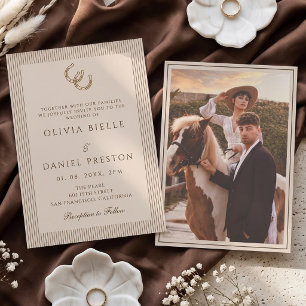 Elegant Minimalist Western Horseshoe Photo Wedding Invitation