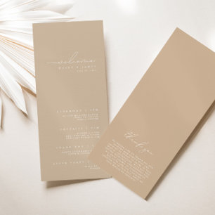 Elegant Minimalist White & Beige Wedding Program Menu