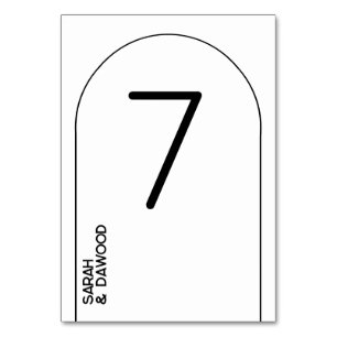 Elegant Minimalist White Black Muslim Wedding Table Number