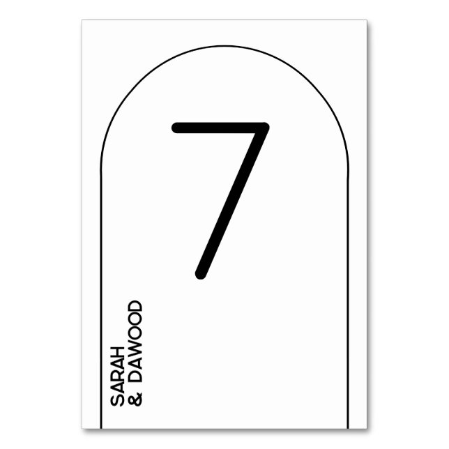 Elegant Minimalist White Black Muslim Wedding Table Number (Front)