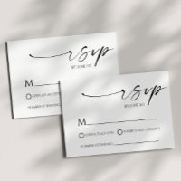 Elegant Minimalist White Black Wedding RSVP Card