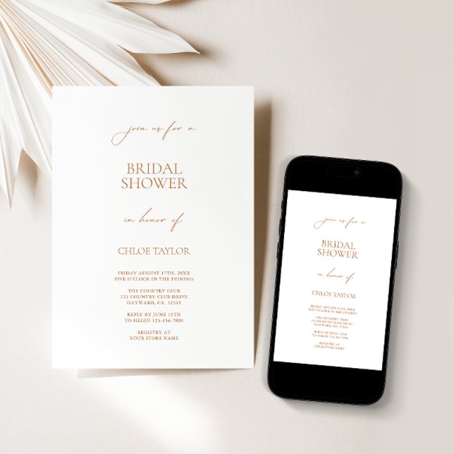Elegant Minimalist White Bridal Shower Invitation (Creator Uploaded)