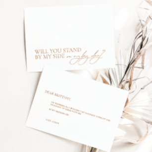 Elegant Minimalist White Bridesmaid Proposal Card