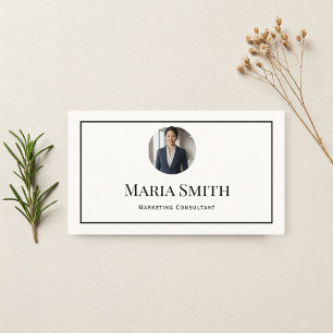 Elegant Minimalist white Business Card with QR