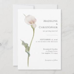 Elegant Minimalist White Calla Lily Wedding Invitation