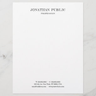 Elegant Minimalist White Classic Look Professional Custom Letterhead