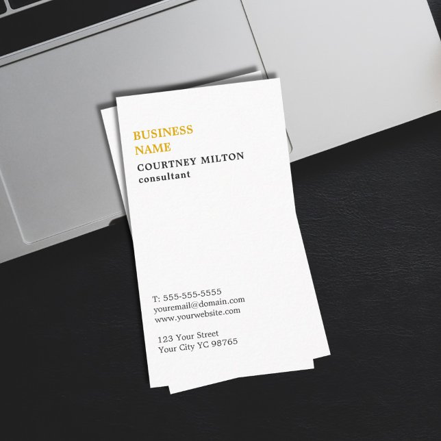 Elegant Minimalist White Consultant Business Card (Creator Uploaded)
