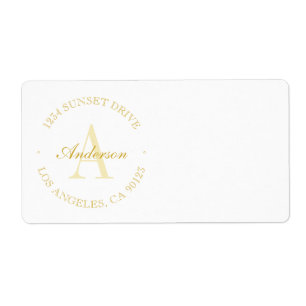 Elegant Minimalist White & Gold Monogram Label