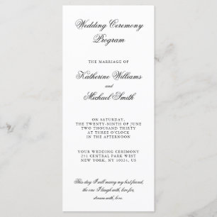 Elegant Minimalist White Wedding Programs Programme