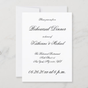 Elegant Minimalist White Wedding Rehearsal Invitation
