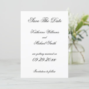 Elegant Minimalist White Wedding Save The Date Invitation