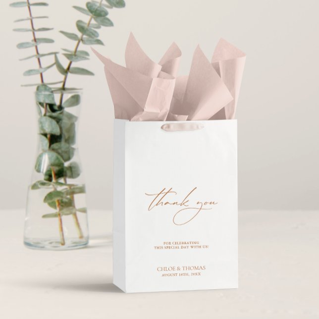Elegant Minimalist White Wedding Thank You Medium Gift Bag (Creator Uploaded)