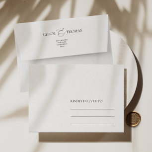 Elegant Minimalist White & White Wedding Envelope