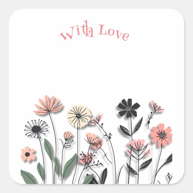 Elegant Minimalist Wildflower Sticker  (Front)