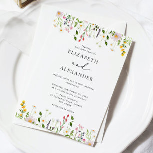 Elegant Minimalist Wildflower Wedding Invitation