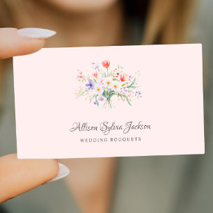 Elegant minimalist wildflowers floral business card