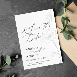 Elegant Minimalist Wildflowers Save the Date Invitation