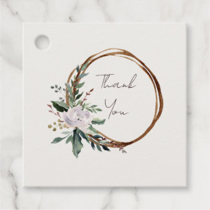 Elegant Minimalist Winter Wreath White Green Favour Tags