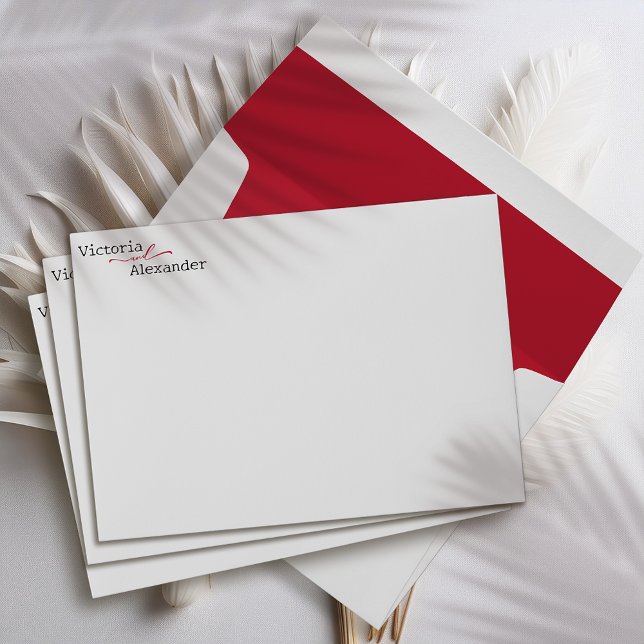 Elegant Minimalist With Red Accents Wedding Envelope (Creator Uploaded)