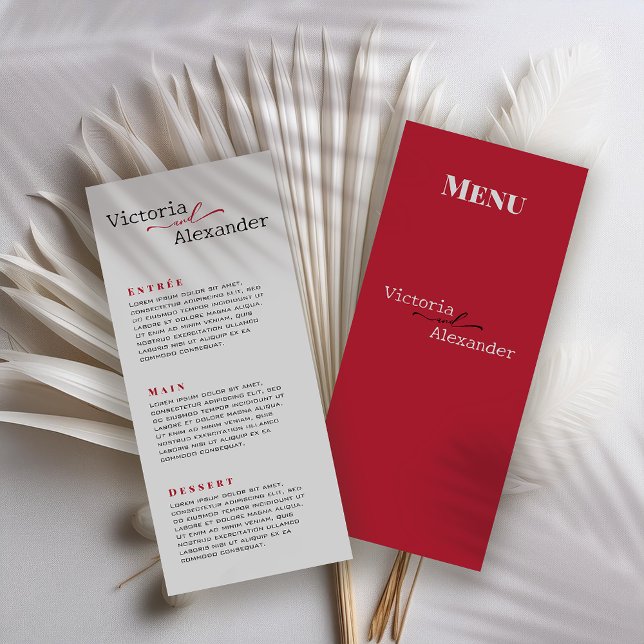 Elegant Minimalist With Red Accents Wedding Menu (Creator Uploaded)