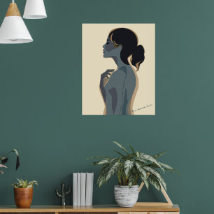 Elegant Minimalist Woman Art – Modern Boho Wall  Poster