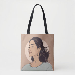 Elegant Minimalist Woman Portrait - Modern Art Tote Bag