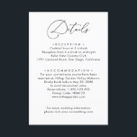 Elegant Minimalistic Black & White Wedding Details Enclosure Card<br><div class="desc">Designed to coordinate with our Romantic Script wedding collection,  this customisable Details card,  features a sweeping script calligraphy text paired with a classy serif font in black. Matching items available.</div>