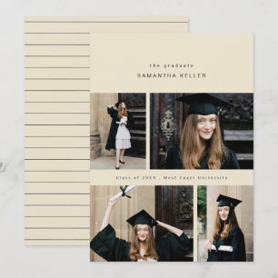 elegant minimalistic collage of 4 photos photocard announcement
