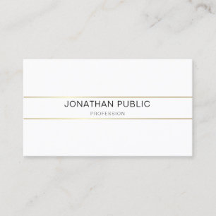 Elegant Minimalistic Design Gold White Trendy Business Card