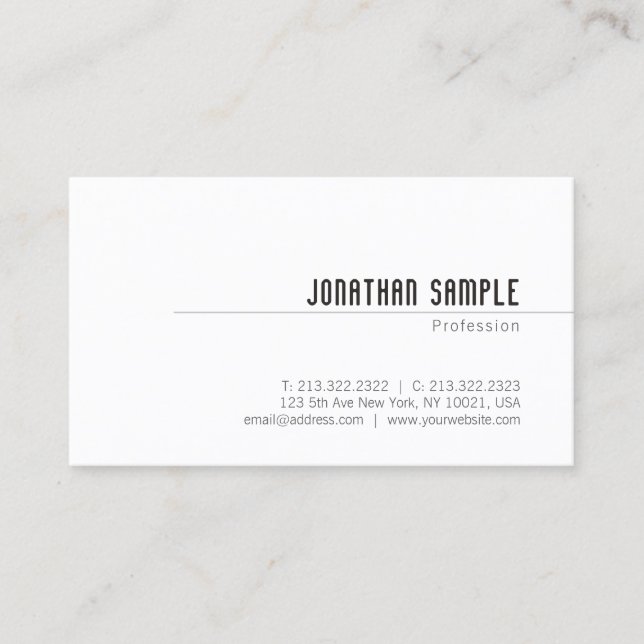 Elegant Minimalistic Design Professional Plain Business Card (Front)