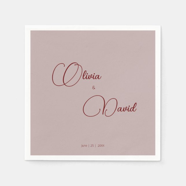 Elegant minimalistic Dusty Rose Wedding Napkin (Front)