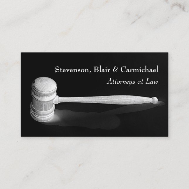 Elegant Minimalistic Gavel Judge Attorney Business Card (Front)