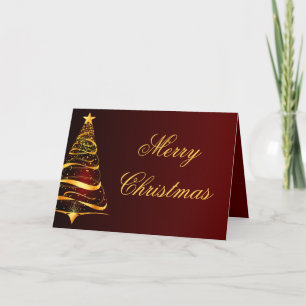 Elegant Minimalistic gold tree Christmas Greeting Card