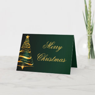 Elegant Minimalistic gold tree Christmas Greeting  Card