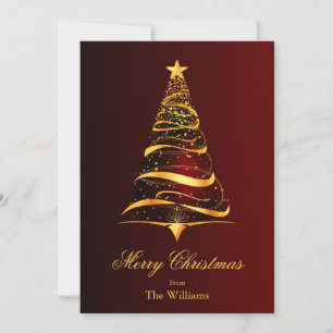 Elegant Minimalistic gold tree Christmas Greeting Holiday Card