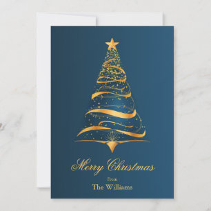 Elegant Minimalistic gold tree Christmas Greeting Holiday Card