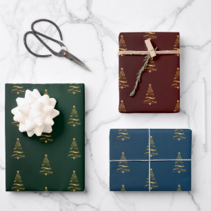 Elegant Minimalistic gold tree Christmas  Wrapping Paper Sheet