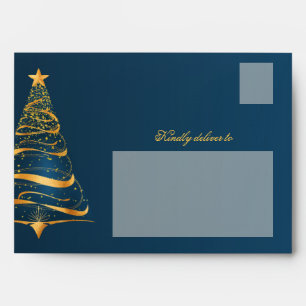 Elegant Minimalistic Golden Christmas tree A7 Envelope