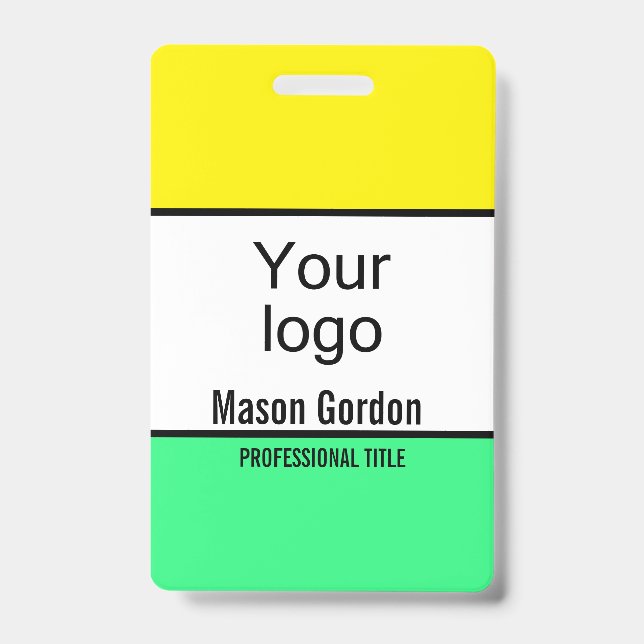 Elegant minimalistic lemon green ID badge (Front)